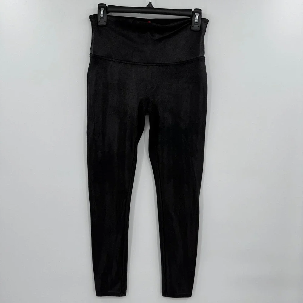 Spanx Faux‎ Leather Leggings High Rise Waist Power Waistband Shaping Black large